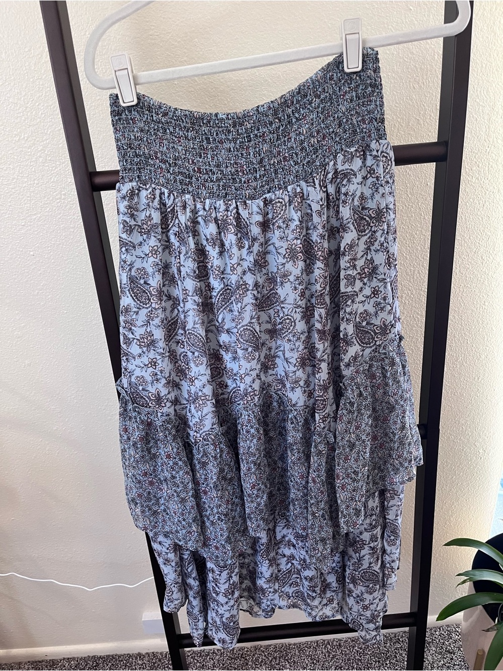 American Eagle Outfitters Light Blue Paisley Tiered Skirt - Picture 2 of 3
